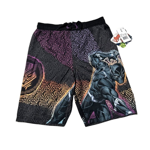 Marvel Avengers Black Panther Swim Trunks Boys Size Small Superhero Swimsuit NEW - Picture 1 of 8